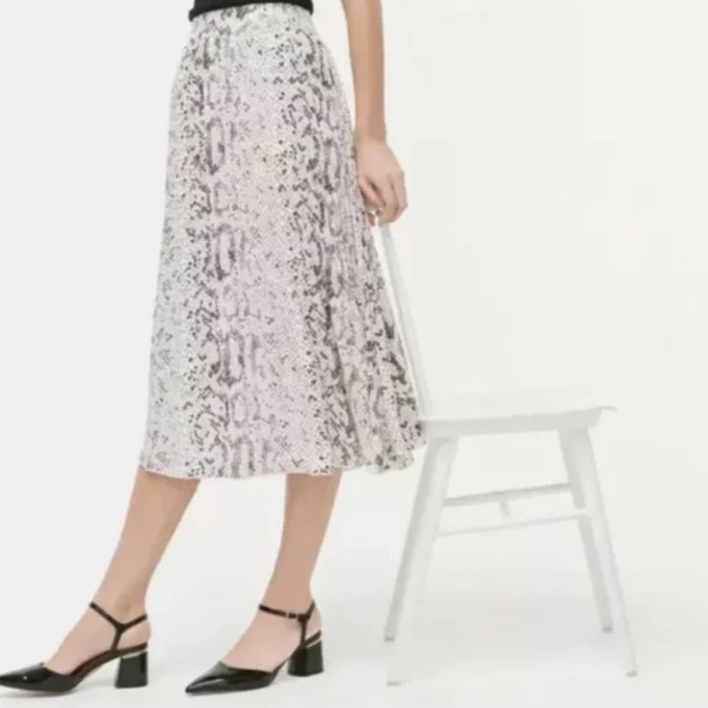 J. Crew factory pleated snake print skirt New